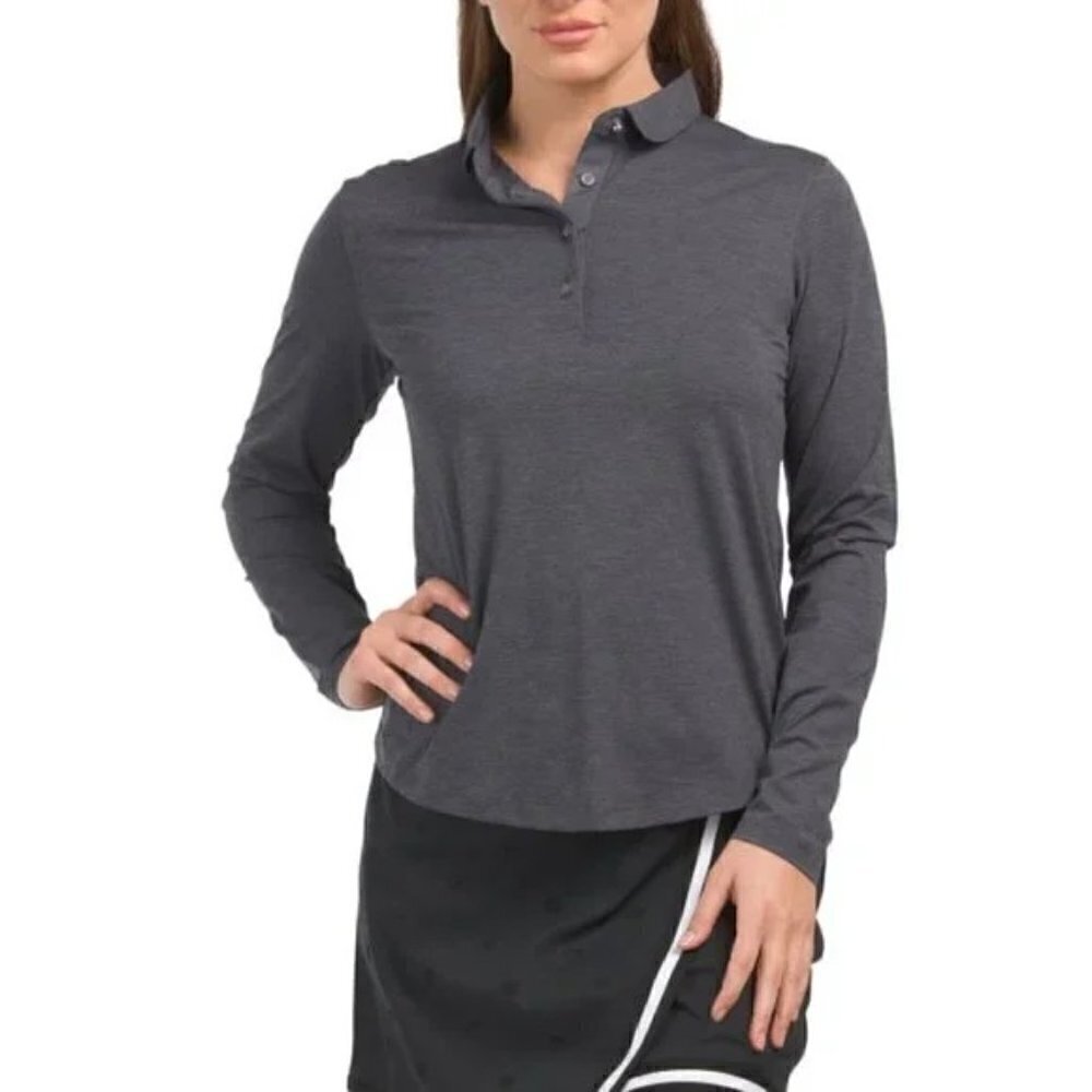 Greyson Dark Grey Heather Scarlett Long Sleeve Polo NWT